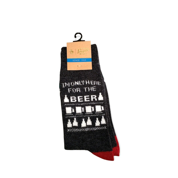 Original Penguin Men's 1 Pair Crew Socks "Here for the Beer" NWT - Picture 1 of 2